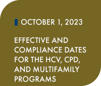October 1, 2023: Effective and Compliance Dates for the HCV, CPD, and Multifamily Programs